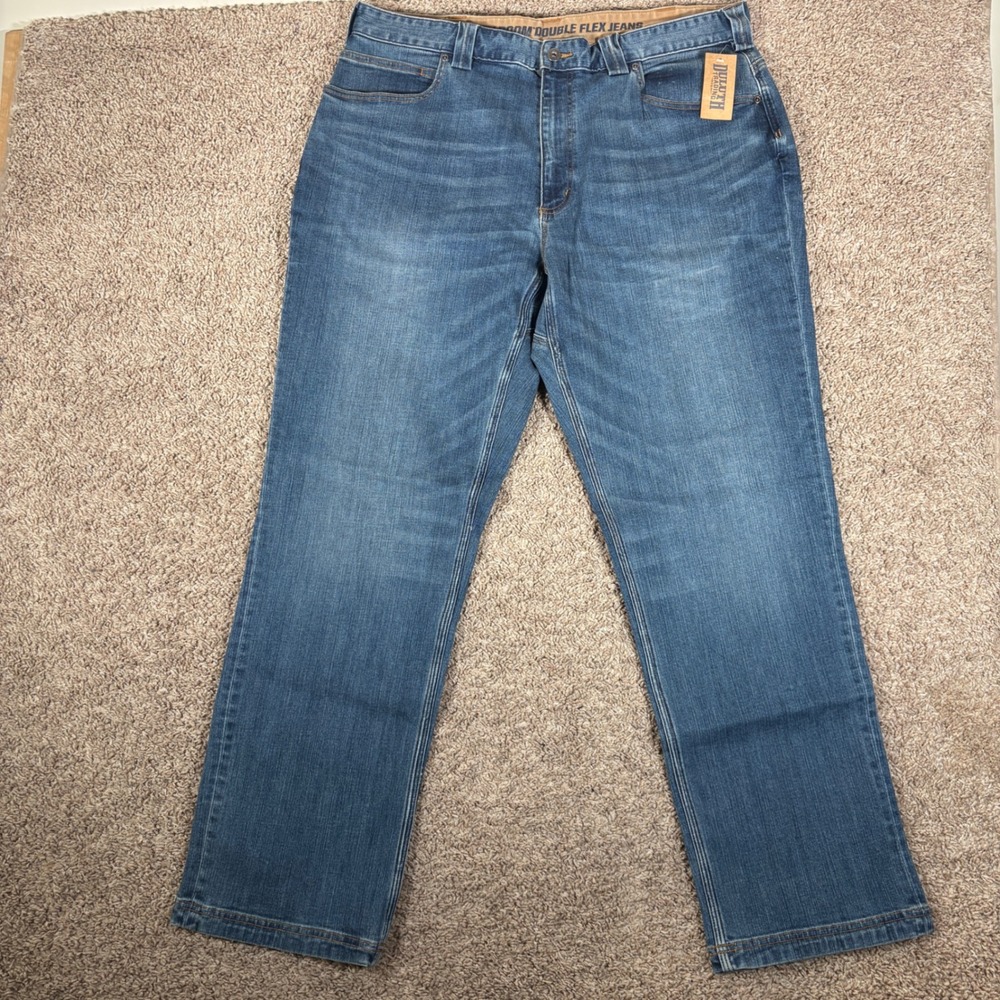 Duluth Trading Co Mens Ballroom Double Flex Relaxed Fit Jeans 40x32 Blue 75265